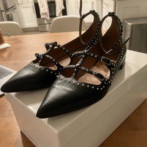 Givenchy Studded Leather Pointed Toe Ballet Flat, Sz 39